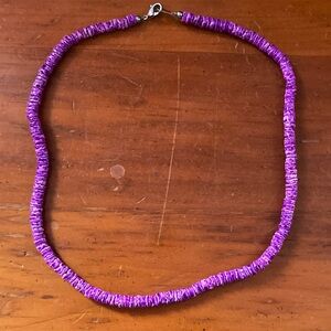 Vibrant Purple Necklace with Disc Beads and Silver Clasp